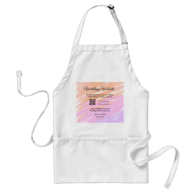 Wedding website add Q R code scan add name date ye Standard Apron (Front)