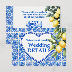 💙🍋Wedding website Azul & Limone Romance Enclosure Card
