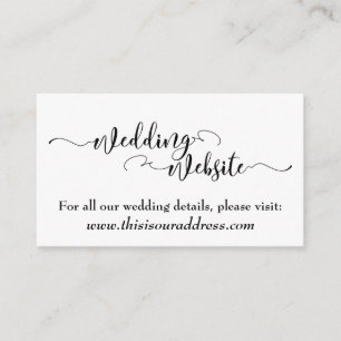 Wedding Website Black Script on Editable White Enclosure Card