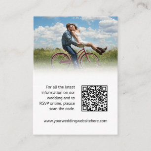 Wedding website black white heart QR code Enclosure Card