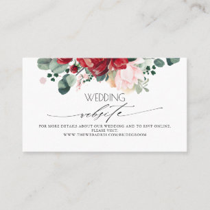 Wedding Website Burgundy Red and Blush Pink Business Card