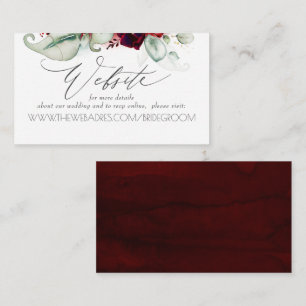 Wedding Website Burgundy Red Floral Business Card