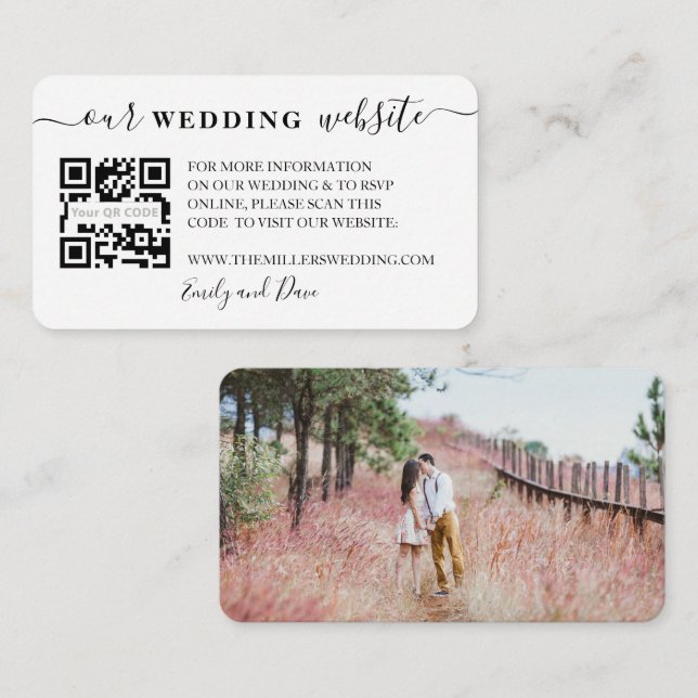 Wedding Website Calligraphy insert photo QR CODE  (Front/Back)