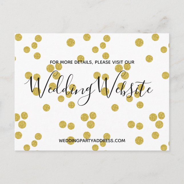 Wedding website card | Gold Confetti Postcard (Front)