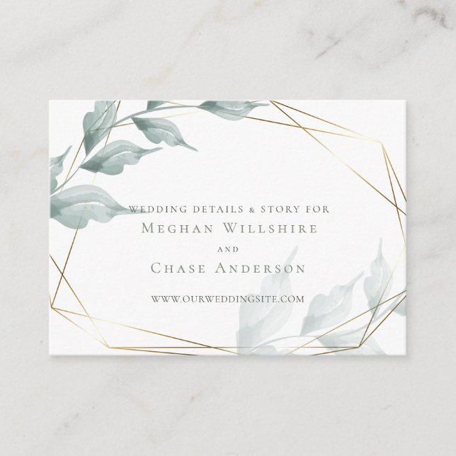 Wedding Website Card | Greyed Jade Green Botanical (Front)