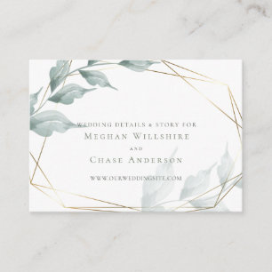 Wedding Website Card   Greyed Jade Green Botanical