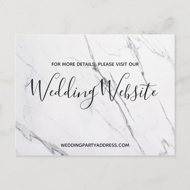 Wedding website card | White Marble  Postcard (Front)