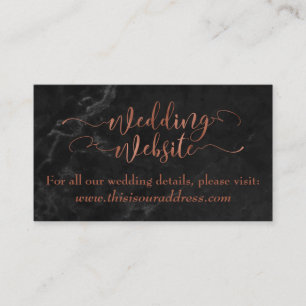 Wedding Website Copper Script w/ Black Marble Enclosure Card