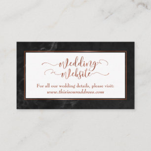 Wedding Website Copper Script w/ Black Marble Enclosure Card