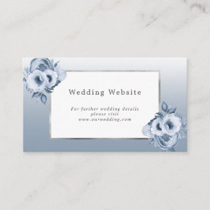 Wedding website details dusty blue florals white enclosure card