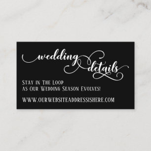 Wedding Website Details in Elaborate Script, Black Enclosure Card