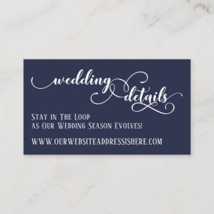 Wedding Website Details in Elaborate Script, Navy Enclosure Card