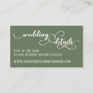 Wedding Website Details in Elaborate Script, Olive Enclosure Card