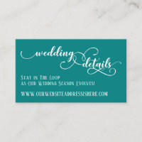 Wedding Website Details in Elaborate Script, Teal