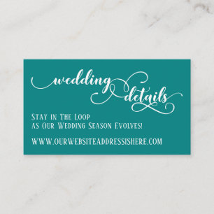 Wedding Website Details in Elaborate Script, Teal Enclosure Card