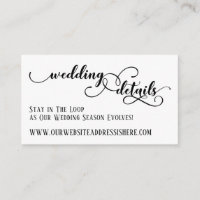 Wedding Website Details in Elaborate Script, White