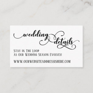 Wedding Website Details in Elaborate Script, White Enclosure Card
