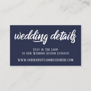 Wedding Website Details in Elegant Script, Navy Enclosure Card