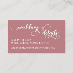 Wedding Website Details Script Dark Dusty Rose Enclosure Card