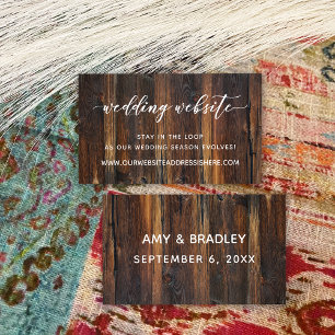 Wedding Website Details, Script & Rustic Wood Enclosure Card