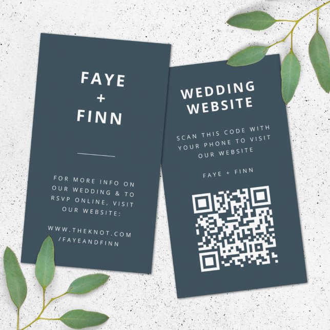 Wedding Website | Dusky Blue Scandinavian QR Code Enclosure Card (Creator Uploaded)