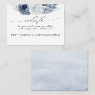 Wedding Website Dusty Blue Flowers Business Card