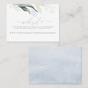 Wedding Website Dusty Blue Greenery Business Card