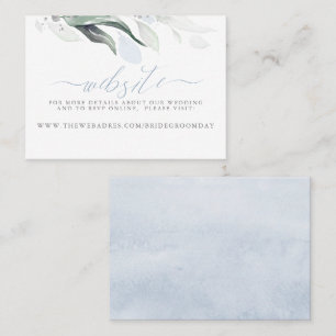 Wedding Website Dusty Blue Greenery Business Card