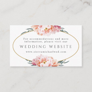 Wedding Website | Elegant Floral Blush Pink Peony Enclosure Card