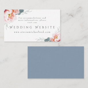 Wedding Website Elegant Floral Dusty Blue Blush Enclosure Card
