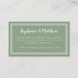 Wedding Website Elegant Minimalist Sage Green Enclosure Card