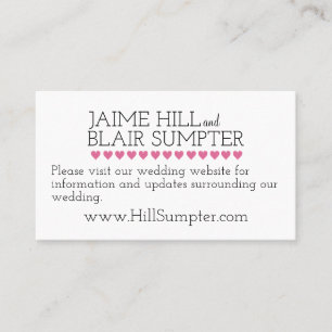 Wedding Website Enclosure Card Pink Typography