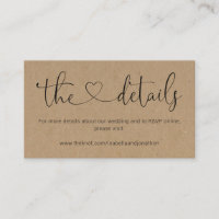Wedding Website Enclosure Card - Rustic Kraft