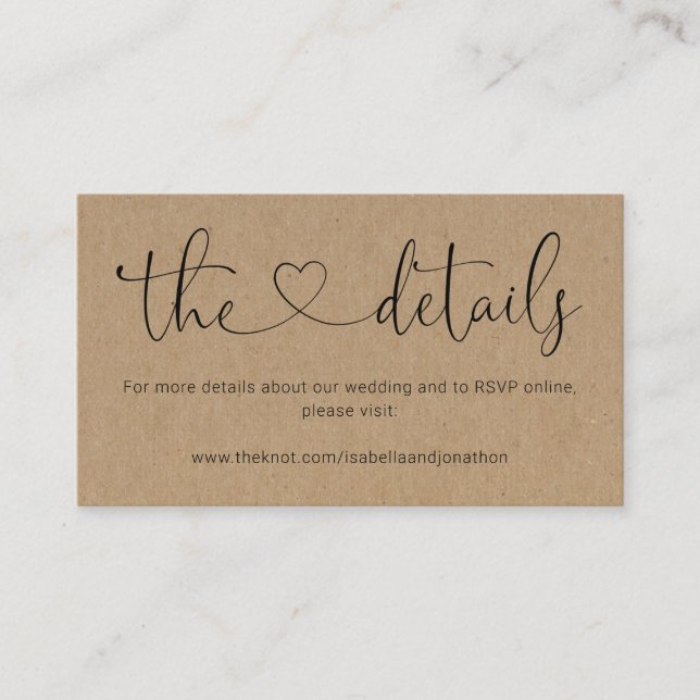 Wedding Website Enclosure Card - Rustic Kraft (Front)