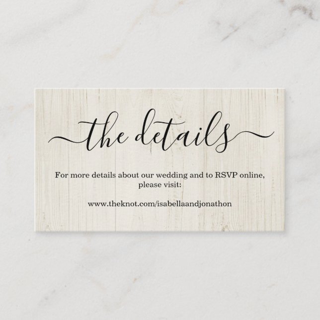 Wedding Website Enclosure Card - Rustic Wood (Front)