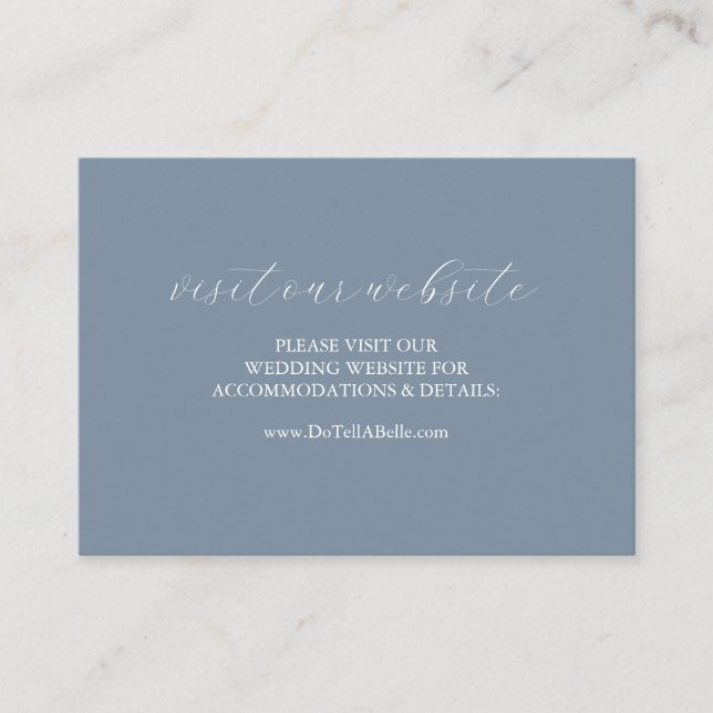 Wedding Website Insert Card Dusty Blue (Front)