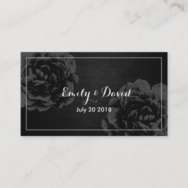 Wedding Website Insert Card | Elegant Black Floral (Front)