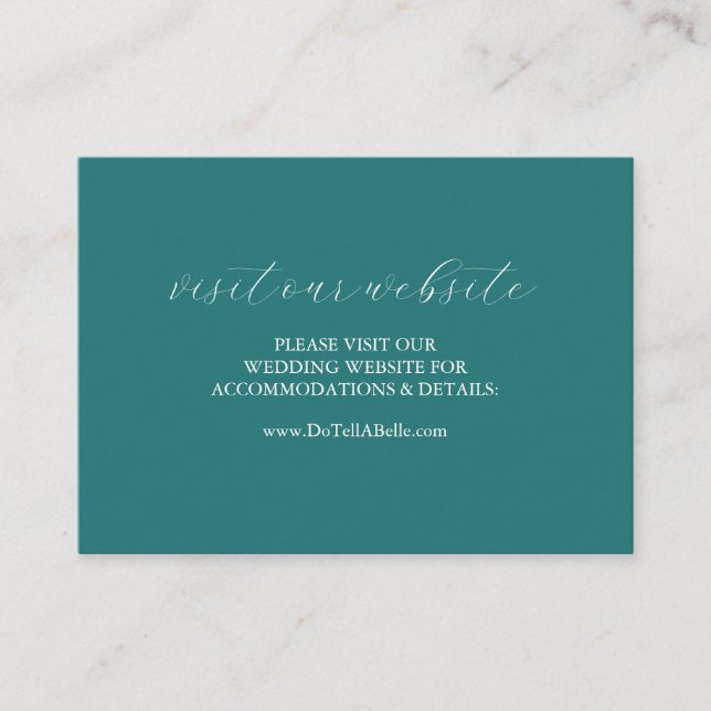 Wedding Website Insert Card Green Script (Front)