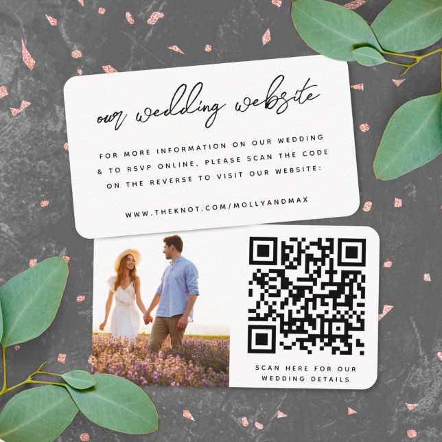 Wedding Website Insert Card | QR Code Online RSVP (Direct guests seamlessly to your wedding website using this QR code photo invite enclosure card)