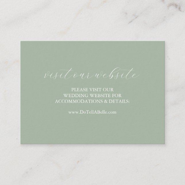 Wedding Website Insert Card Sage Green Script (Front)
