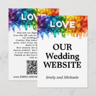 🌈  Wedding Website LGBTQ Painted With Love Enclosure Card