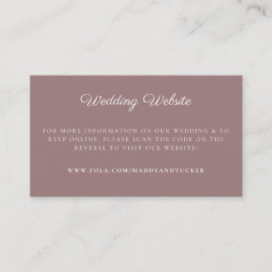 Wedding Website   Minimalist Mauve RSVP QR Code Enclosure Card