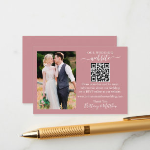 Wedding Website Minimalist QR Photo Dusty Rose Enclosure Card