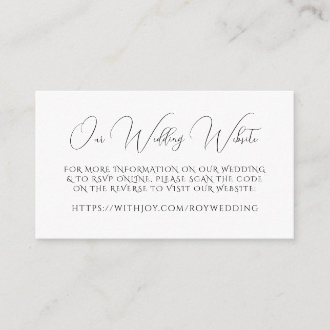 Wedding Website Modern Chic RSVP QR Code Enclosure Card (Front)