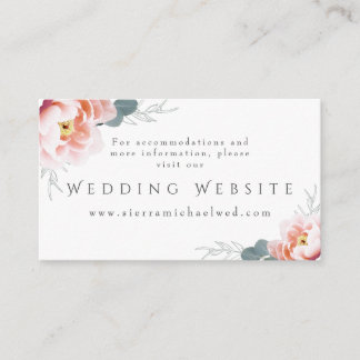 Wedding Website | Modern Floral Blush Pink Peony Enclosure Card