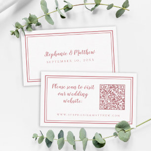 Wedding Website Modern QR Code Elegant Dusty Rose Enclosure Card