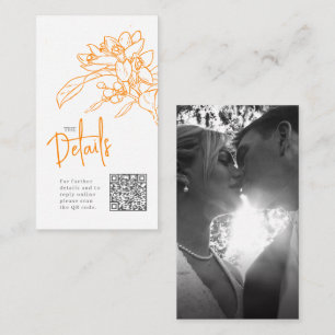 Wedding website orange blossom details QR wedding Enclosure Card