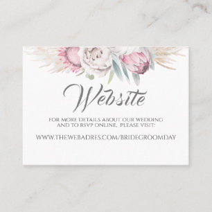 Wedding Website Pampas Grass Pink Exotic Floral Business Card
