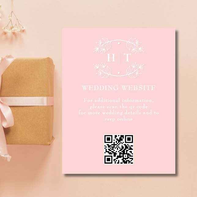 Wedding Website Pink Blush Monogram Enclosure Card (Wedding Website Pink Blush Monogram Enclosure Card)
