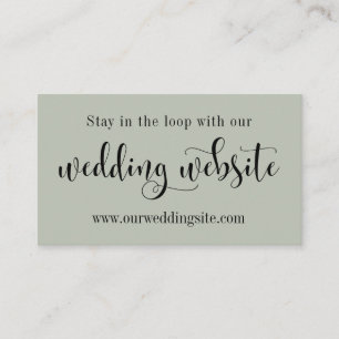 Wedding Website, Pretty Script Editable Sage Green Enclosure Card